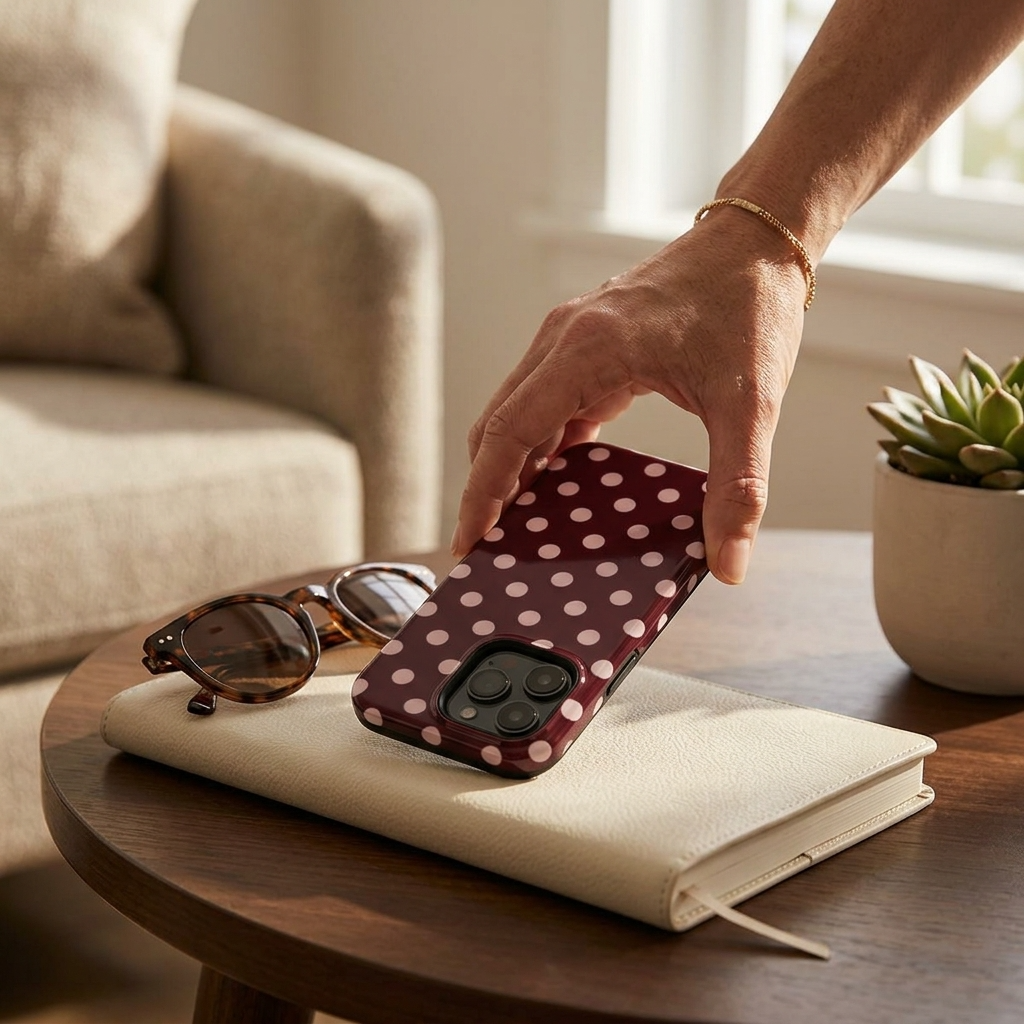Athena Boardroom — cover bordeaux indossata con un blazer