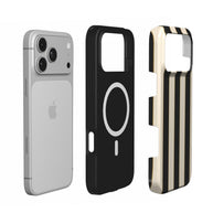 Dress Code | Schwarz & Creme Gold Gestreifte MagSafe iPhone Hülle