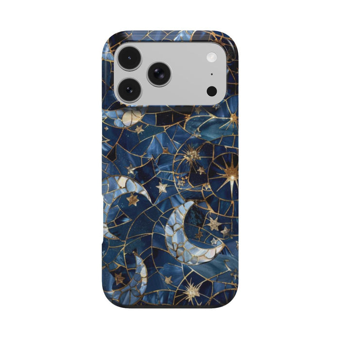 Himmlisches Mosaik | Mond & Sterne Buntglas MagSafe iPhone Hülle