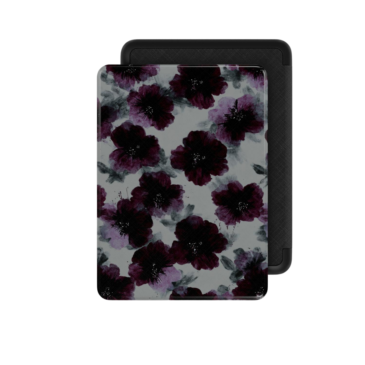 Noir Petals | Dark Purple Watercolor Floral Kindle Folio Case