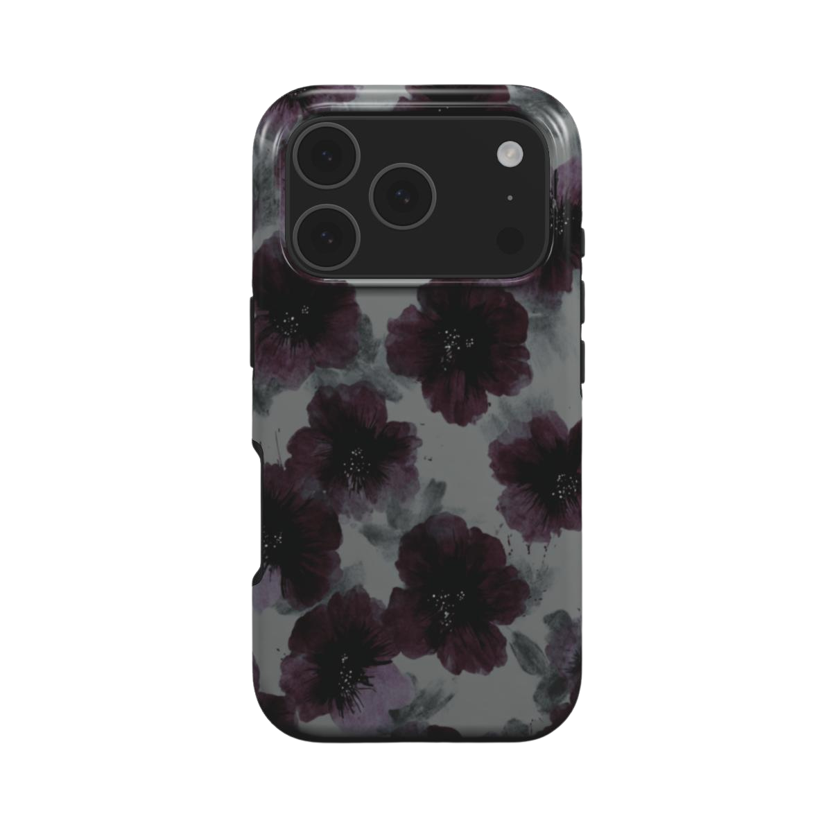 Noir Petals | Dark Purple Watercolor Floral MagSafe iPhone Case