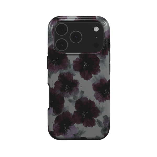 Noir Petals | Dark Purple Watercolor Floral MagSafe iPhone Case