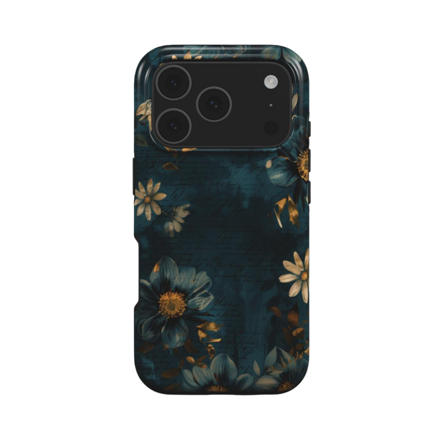 Forgotten Letters | Dark Teal Vintage Floral MagSafe iPhone Case