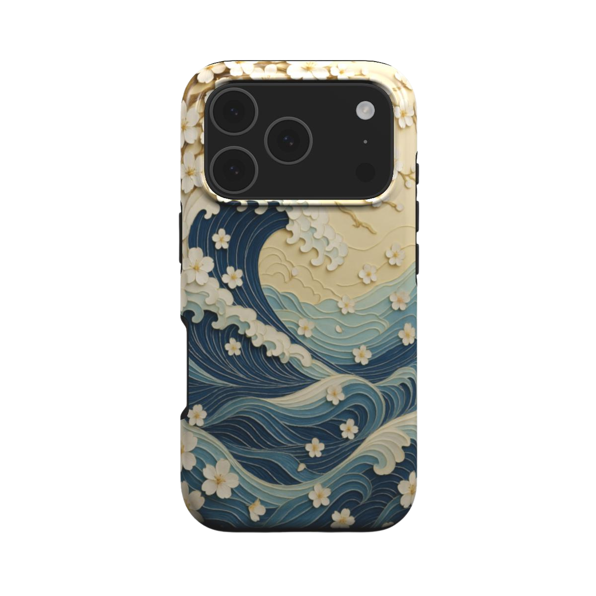 Wave Whisper | Japanese Ocean Waves & Floral MagSafe iPhone Case