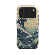 Wave Whisper | Japanische Ozeanwellen & Blumen MagSafe iPhone Hülle