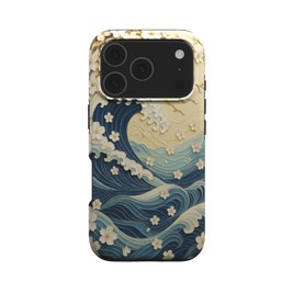 Wave Whisper | Japanese Ocean Waves & Floral MagSafe iPhone Case