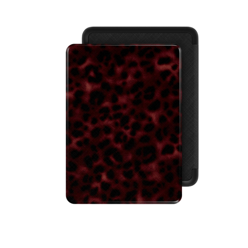 Velvet Panther | Dark Red Leopard Fur Print Kindle Folio Case