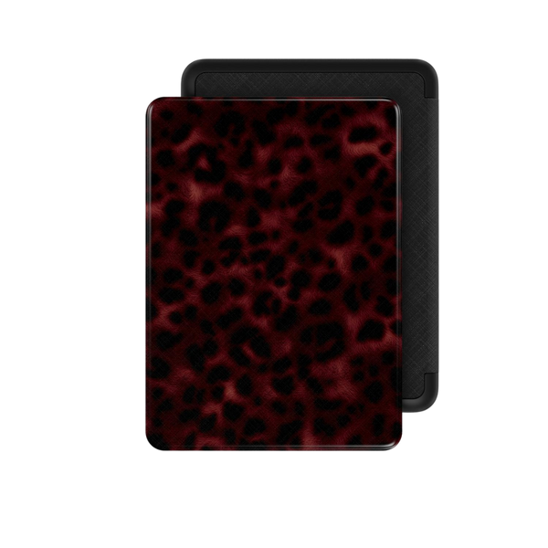 Velvet Panther | Dark Red Leopard Fur Print Kindle Folio Case