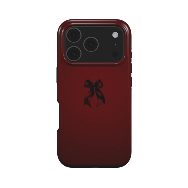 Coquette | Dark Red Bow Minimalist Tough iPhone & Samsung Case