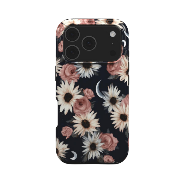 Moonlit Daisies | Dark Floral Moon iPhone & Samsung MagSafe Case