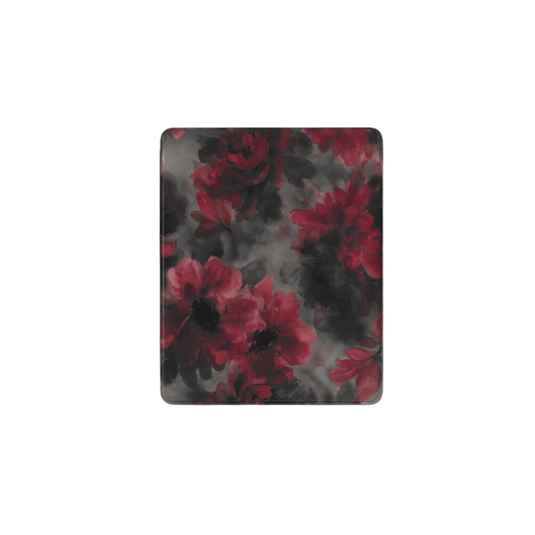 Crimson Eclipse | Dark Red Floral Painting iPad Case with Apple Pencil Holder
