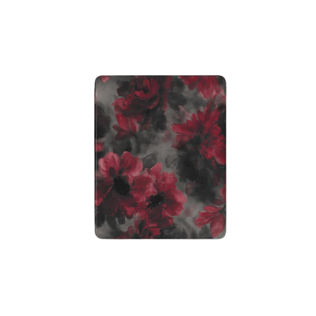 Crimson Eclipse | Dark Red Floral Painting iPad Case with Apple Pencil Holder