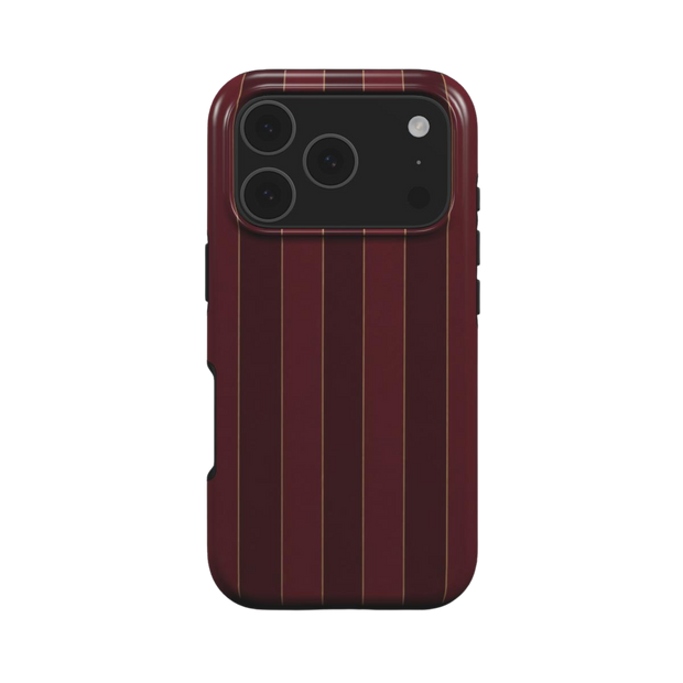 Boardroom | Burgundy Gold Pinstripe MagSafe iPhone Case