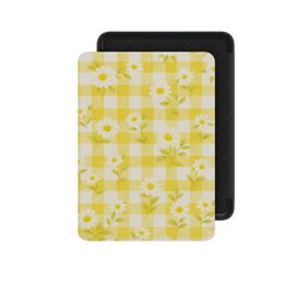 Sunlit Daisy | Yellow Gingham Floral Kindle Folio Case