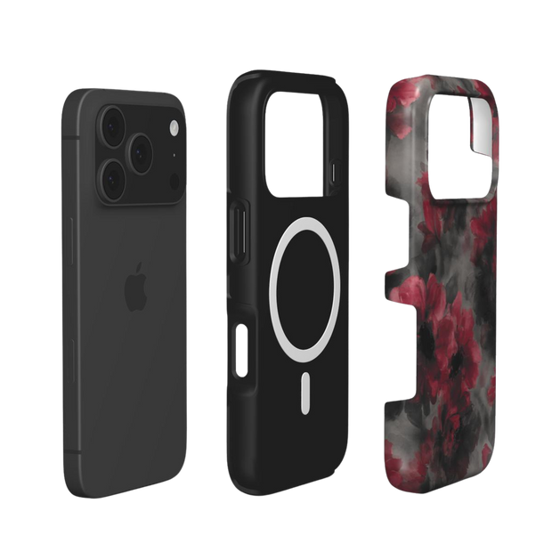 Crimson Eclipse | Dark Red Floral Gothic MagSafe iPhone Case