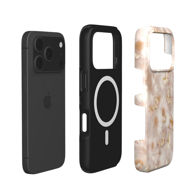 Silent Wings | Soft Pink Butterfly Floral MagSafe iPhone Case