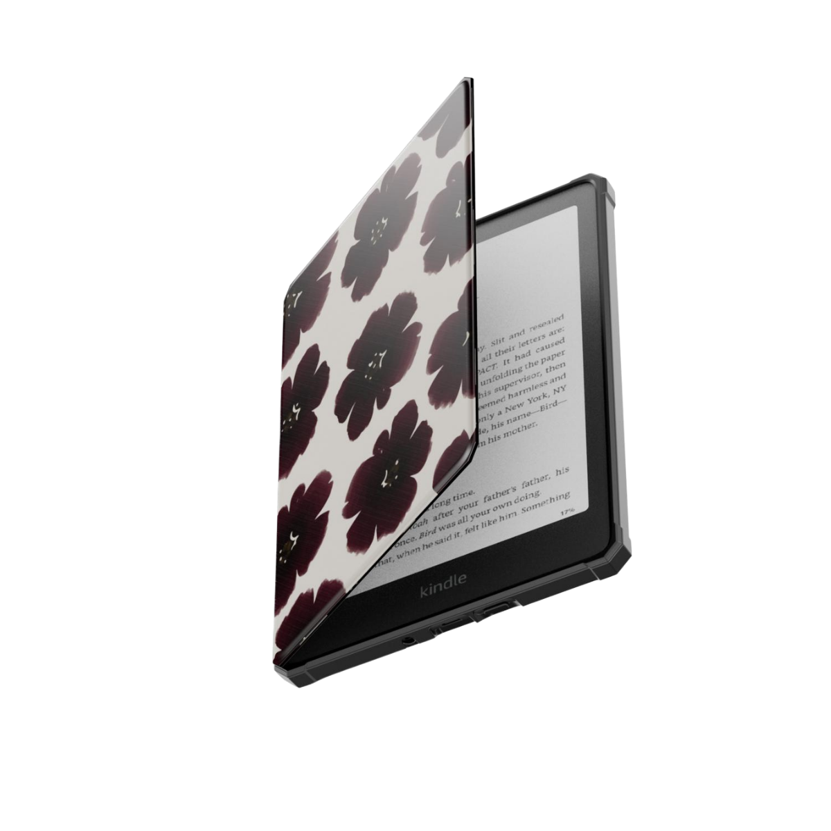 Black Dahlia | Dark Ink Floral Watercolor Kindle Folio Case