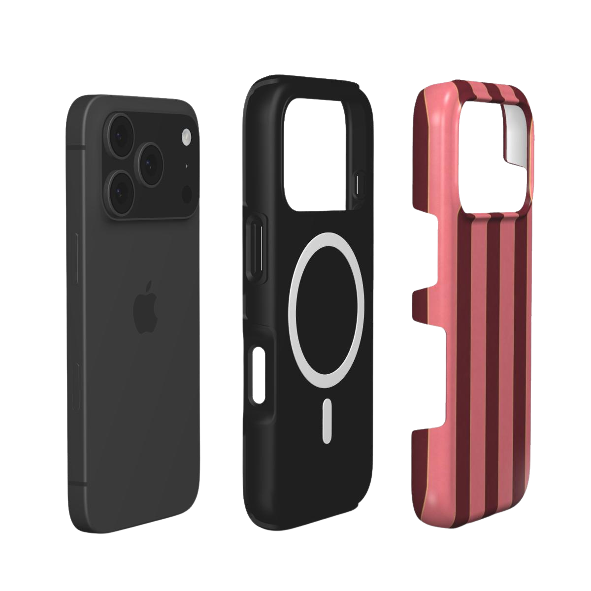 Rouge Salon | Burgundy & Rose Stripe MagSafe iPhone Case