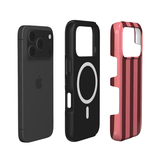 Rouge Salon | Burgundy & Rose Stripe MagSafe iPhone Case