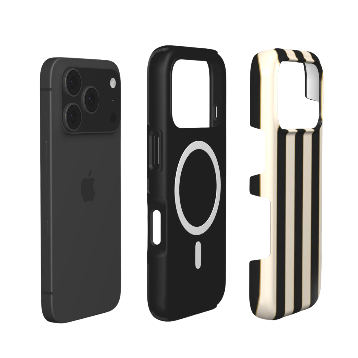 Dress Code | Black & Cream Gold Stripe MagSafe iPhone Case