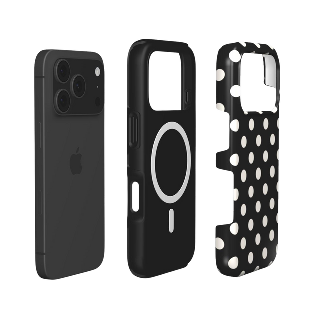 Ballroom | Black Cream Polka Dot MagSafe iPhone Case