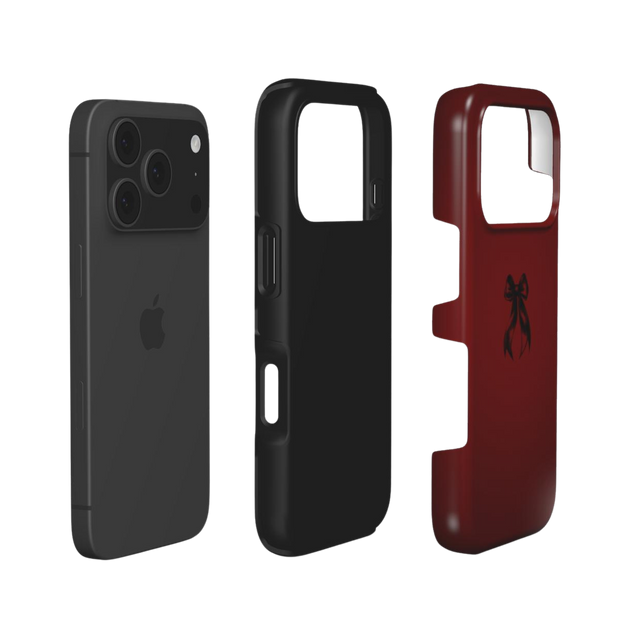 Coquette | Dark Red Bow Minimalist Tough iPhone & Samsung Case
