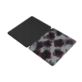 Noir Petals | Dark Purple Floral Painting iPad Case with Apple Pencil Holder