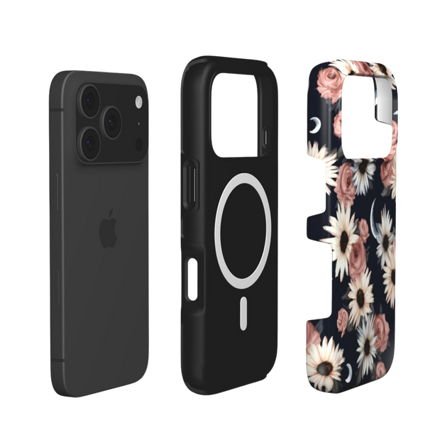 Moonlit Daisies | Dark Floral Moon iPhone & Samsung MagSafe Case