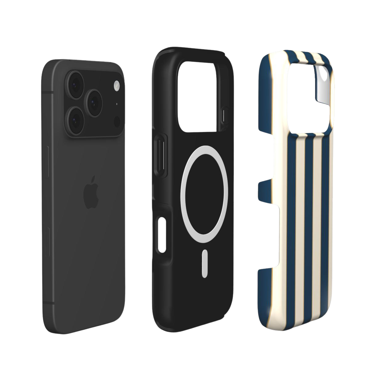 Regatta | Navy Blue & Cream Stripe MagSafe iPhone Case