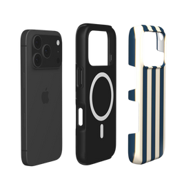 Regatta | Navy Blue & Cream Stripe MagSafe iPhone Case
