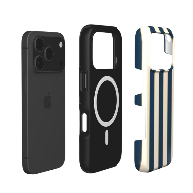 Regatta | Navy Blue & Cream Stripe MagSafe iPhone Case