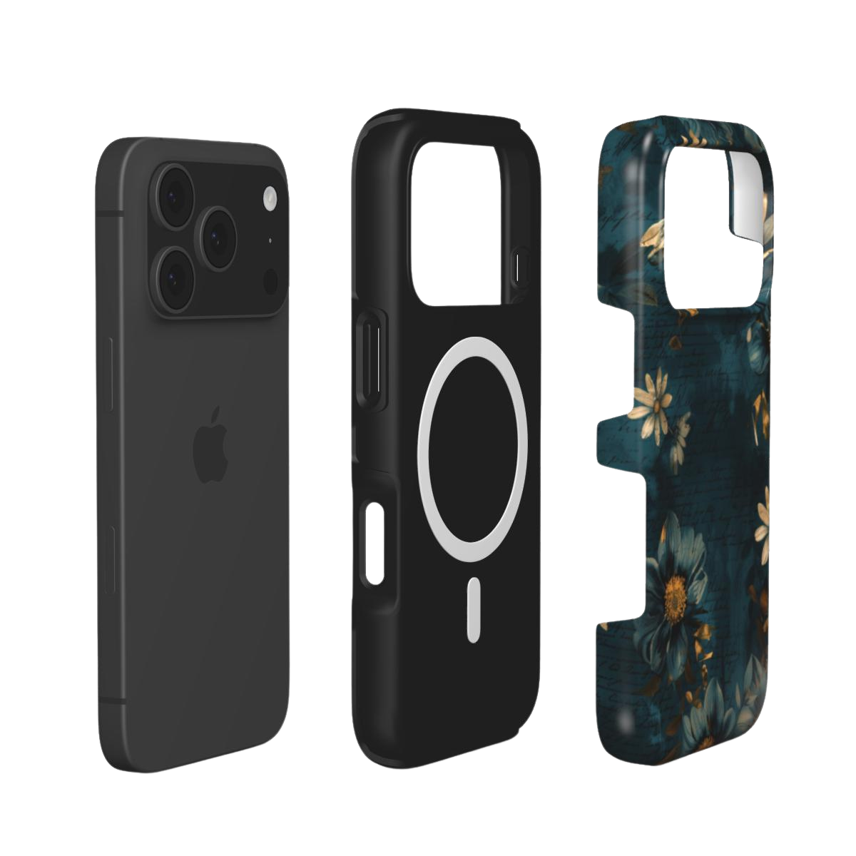 Forgotten Letters | Dark Teal Vintage Floral MagSafe iPhone Case