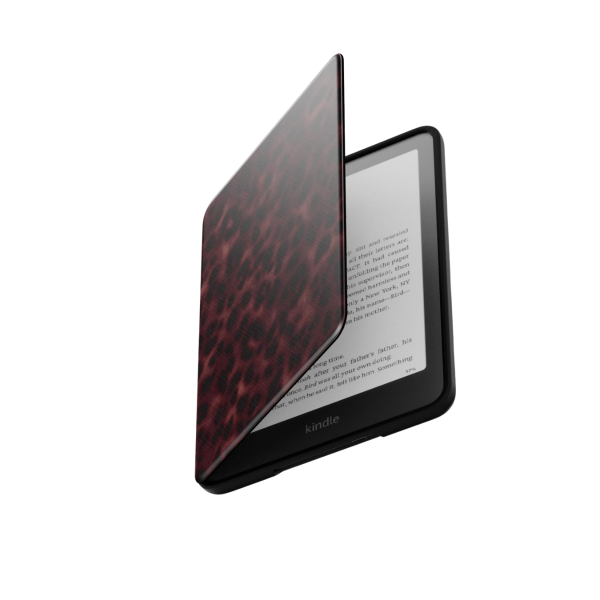 Velvet Panther | Dark Red Leopard Fur Print Kindle Folio Case