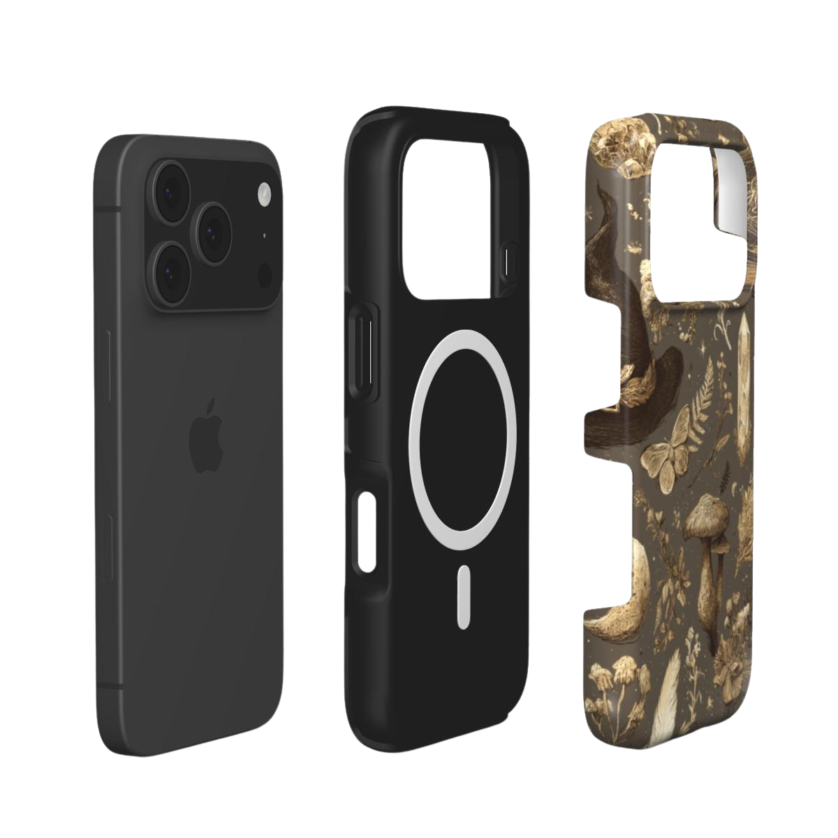 Grimorio | Funda MagSafe para iPhone con motivos botánicos y brujescos de hongos