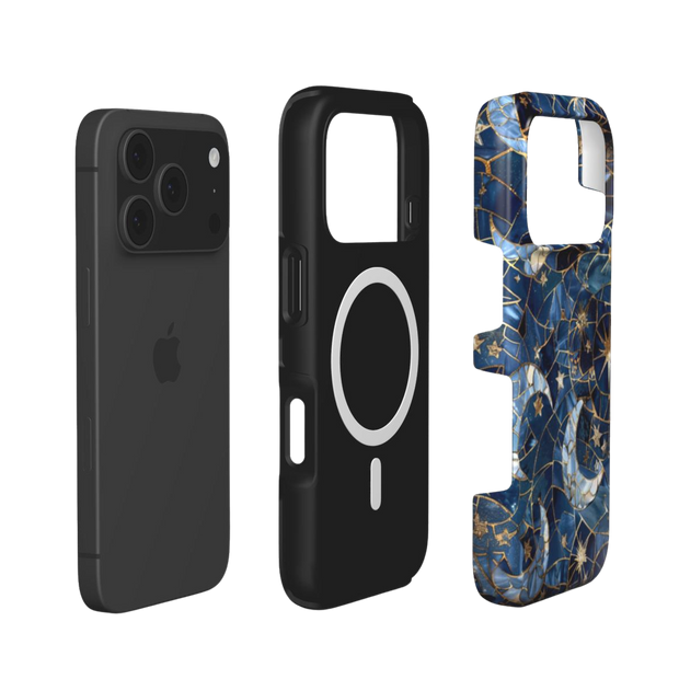 Celestial Mosaic | Moon & Stars Stained Glass MagSafe iPhone Case