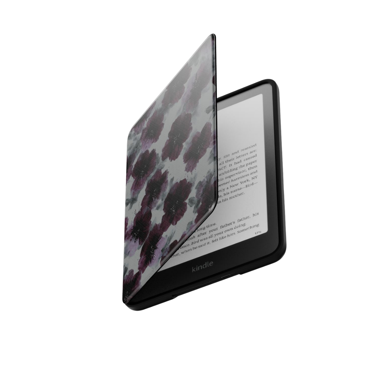 Noir Petals | Dark Purple Watercolor Floral Kindle Folio Case