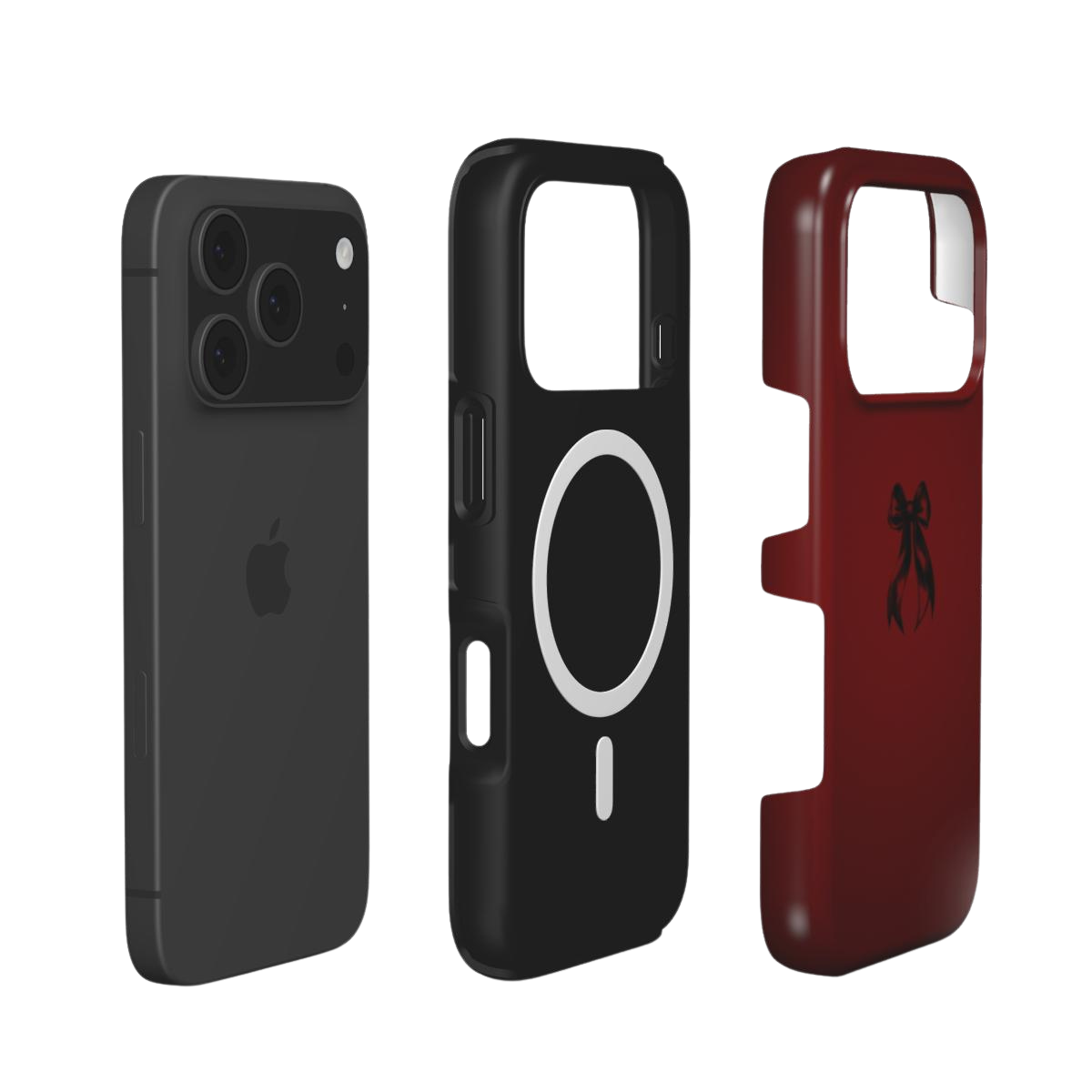 Coquette | Dark Red Bow Minimal Aesthetic MagSafe iPhone Case