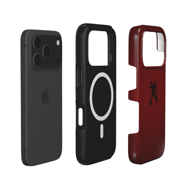 Coquette | Dark Red Bow Minimal Aesthetic MagSafe iPhone Case