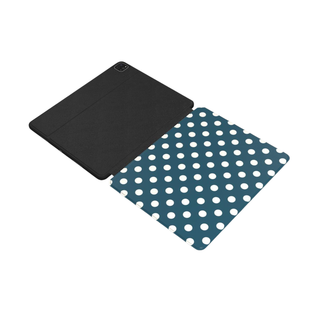 Matinée | Petrol Cream Polka Dot iPad Case with Apple Pencil Holder