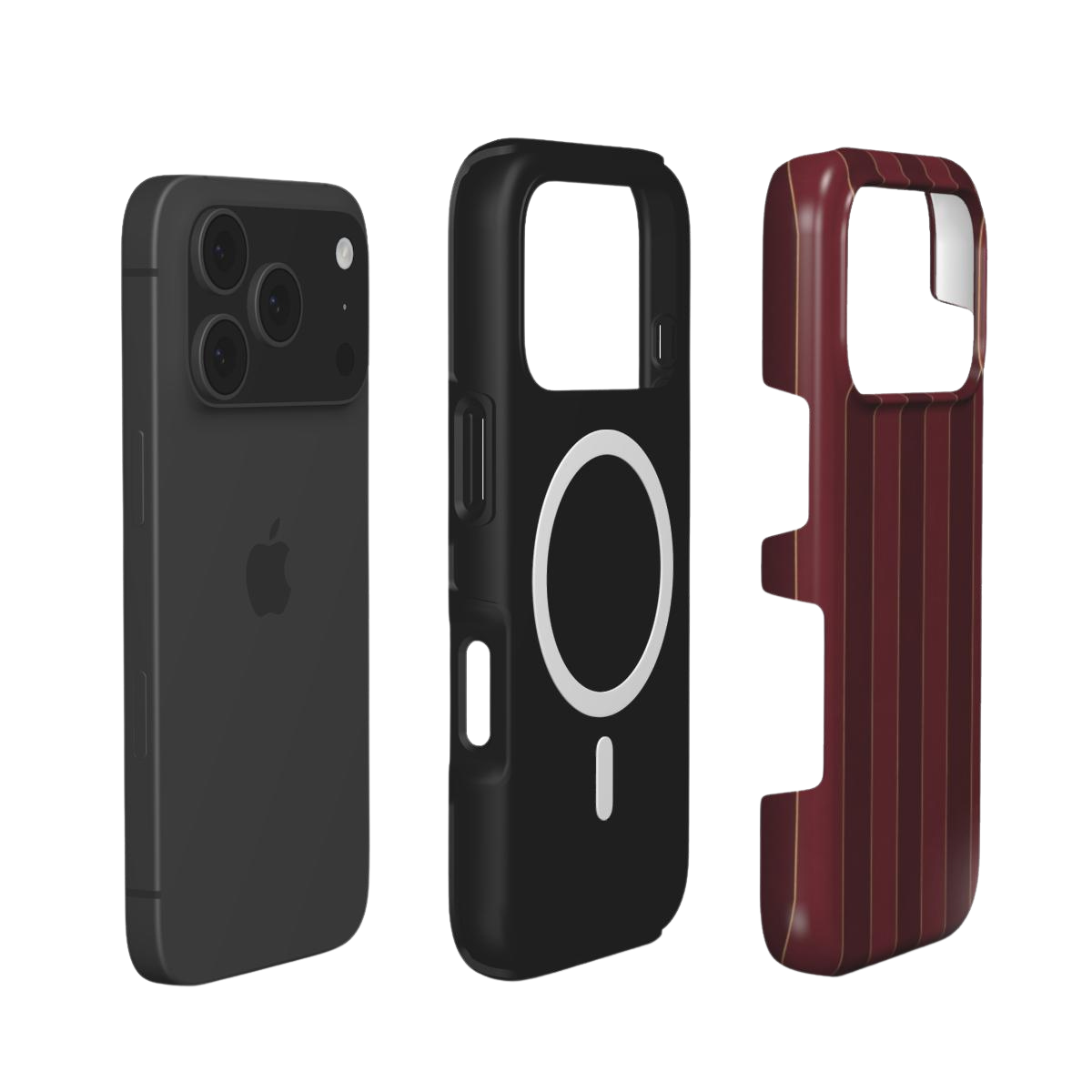Boardroom | Burgundy Gold Pinstripe MagSafe iPhone Case