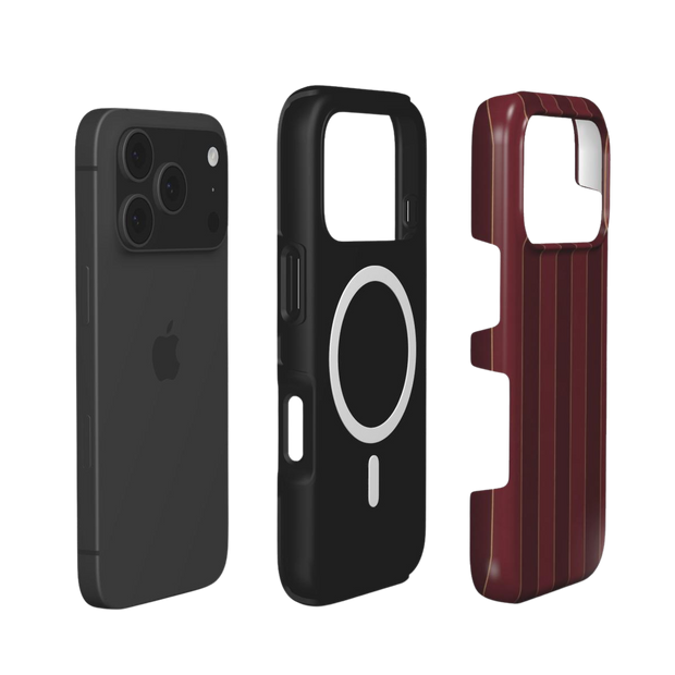 Boardroom | Burgundy Gold Pinstripe MagSafe iPhone Case