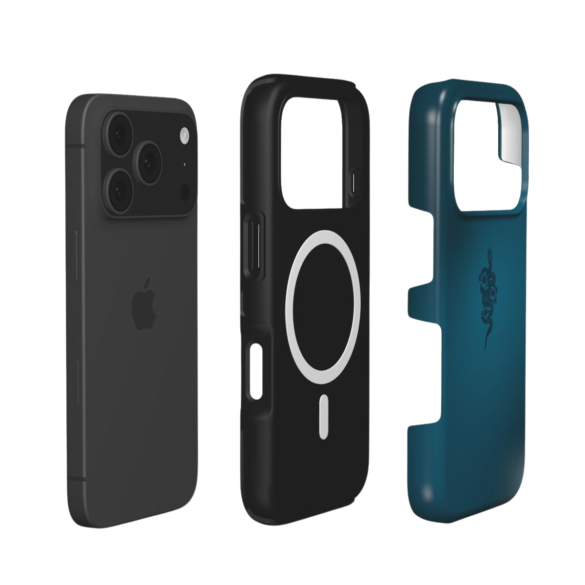 Serpent | Dark Teal Snake & Floral Minimal MagSafe iPhone Case