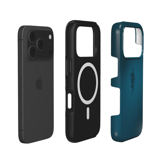 Serpent | Dark Teal Snake & Floral Minimal MagSafe iPhone Case