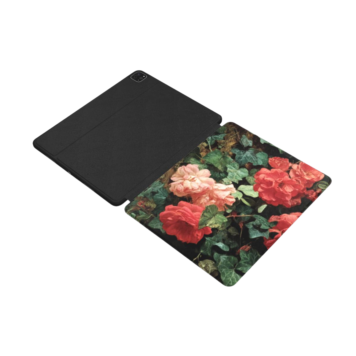 Rosas de terciopelo | Funda para iPad con pintura al óleo floral oscura y soporte para Apple Pencil