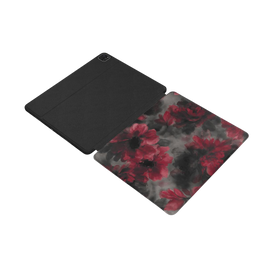 Crimson Eclipse | Dunkelrote, florale Gemälde iPad Hülle mit Apple Pencil Halterung