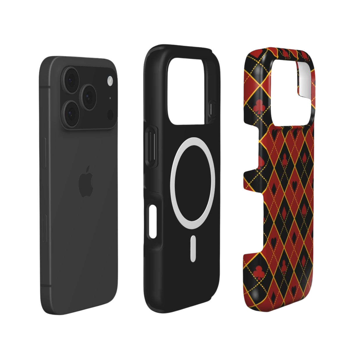Fatal Game | Red Black Poker Card Suits MagSafe iPhone Case