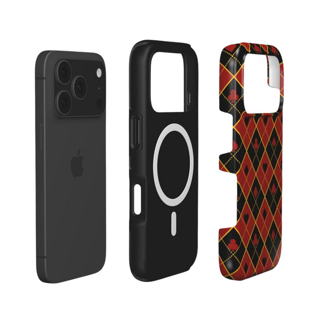 Fatal Game | Red Black Poker Card Suits MagSafe iPhone Case