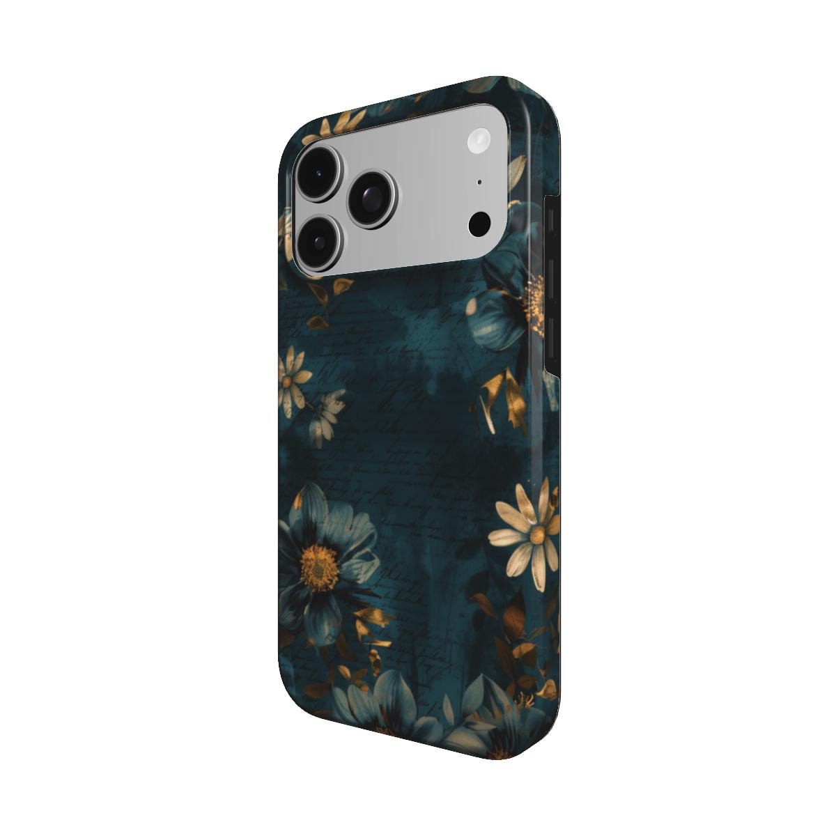 Forgotten Letters | Dark Teal Vintage Floral MagSafe iPhone Case