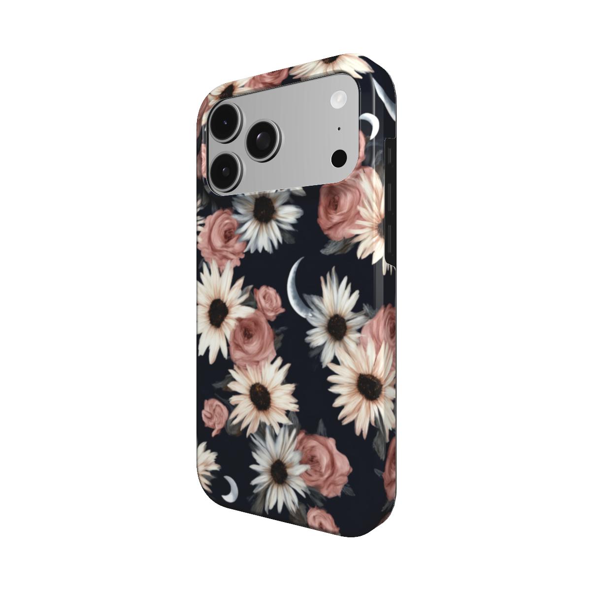 Moonlit Daisies | Dark Floral Moon iPhone & Samsung MagSafe Case