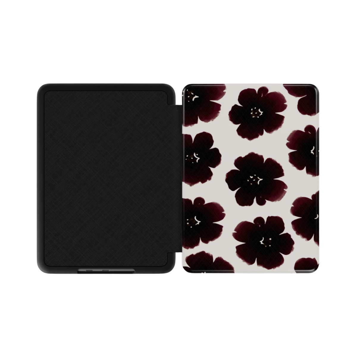 Black Dahlia | Dark Ink Floral Watercolor Kindle Folio Case
